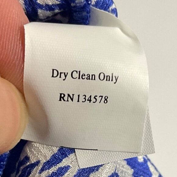 NWT Vineyard Vines Palm Print Tunic Top, Large, 100% silk, blue/white/hot pink - Picture 13 of 14